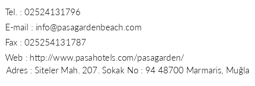 Paa Garden Beach Hotel telefon numaralar, faks, e-mail, posta adresi ve iletiim bilgileri